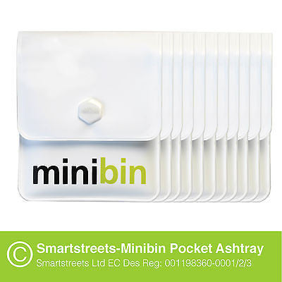 Smartstreets Minibin Pocket Ashtrays - Bulk buy. Packs of 100 and 500