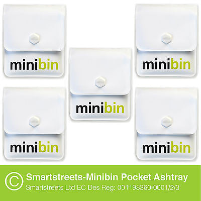 5 x Smartstreets-Minibin Pocket Ashtray™  (EC Design Reg 001198360-0001/2/3)