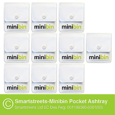 10 x Smartstreets-Minibin Pocket Ashtray™  (EC Design Reg 001198360-0001/2/3)