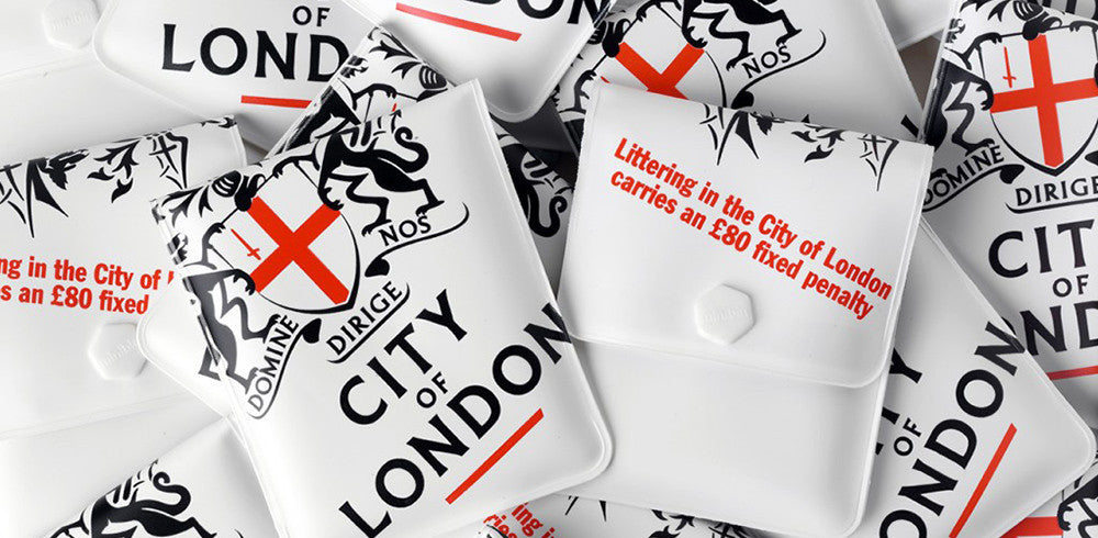 Minibin ashtrays branded with the City of London