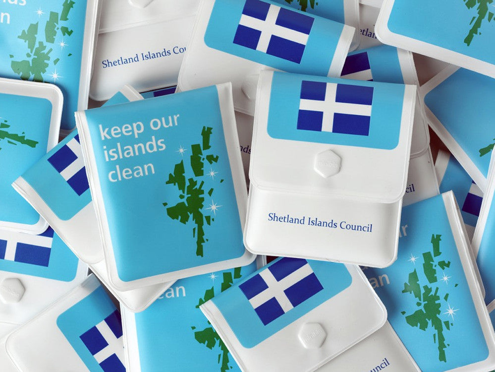 Minibin ashtrays branded with shetland island council