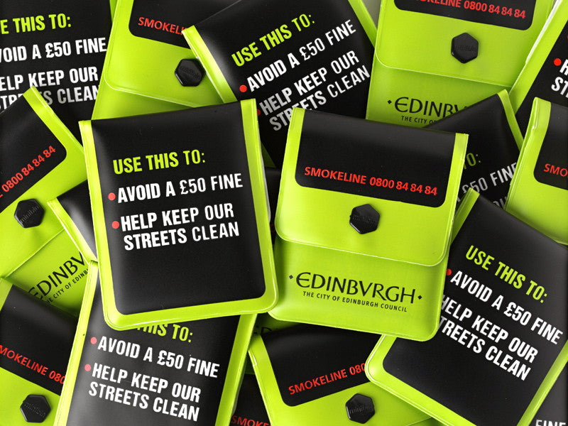 Minibin ashtrays branded with smokeline